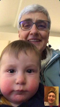 Lisa on babysitting duties - FaceTiming Izzy :-)