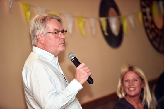 Allan speaking at Claire's 50th