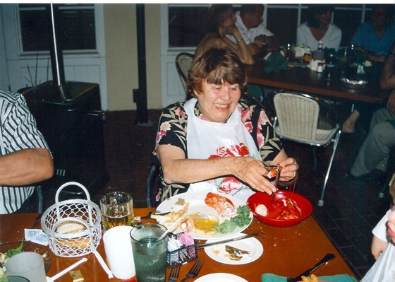 Mum enjoying Lobster in Celebration in Florida