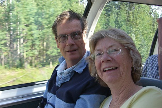 Tony and Mary on a train trip across Canada, 2010