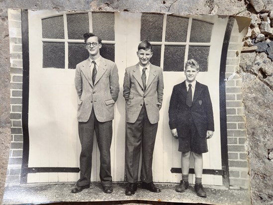 The 3 brothers, from left, Hilary, Tony and Patrick. I guess this is the garage of Fircroft