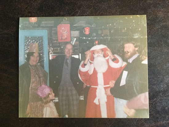 Ian with Janes parents and Santa in the pub