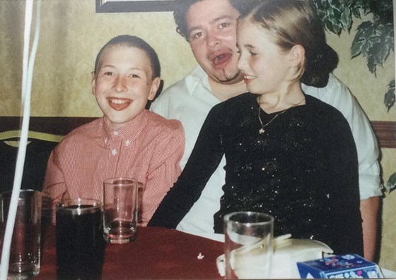 Preparing to break out the “Funcle dance moves” at a family wedding. With nephew Joe and niece Robyn, approx. 2001