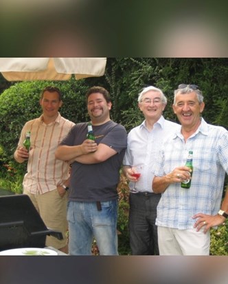My lovely cuz Simon, my husband, my dad, my uncle and beer. 2009