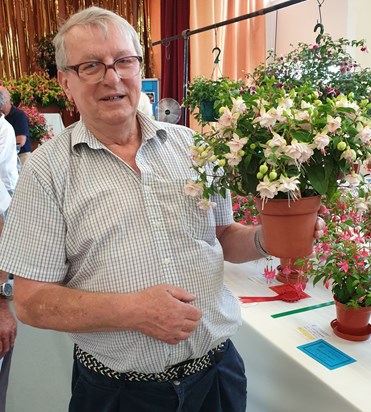 Terry with the fuchsia named after him, "Just Terry"