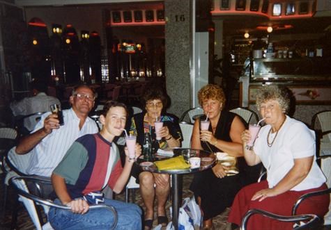 Richard with his Nan and part of the gang in Ibiza 