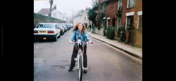 Hannah having a little bike ride in spurgeon street x
