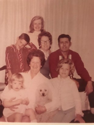 Family picture 1972  - Joanne, Jeff, mom ,dad, Gramma Peggy, Julia, Joyce 
