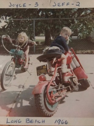 Joyce and Jeff on dads motorcycles 