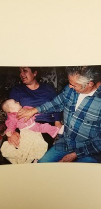 Baby MacKenzie(JoAnne's grand)  with great Papa and Aunt Joyce