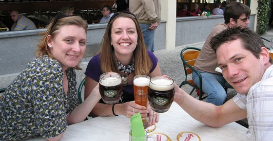 In a famous Vienna beer garden with our friend Claire, March 2011