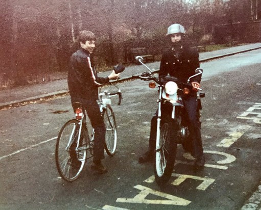 Chris on his motor bike around 1979