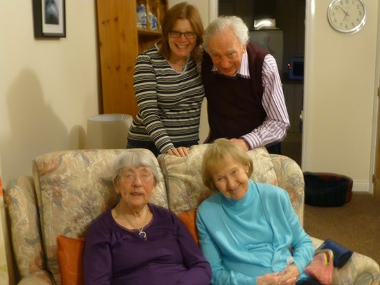 Kirsten and Derek standing, Dorine and Barbara seated