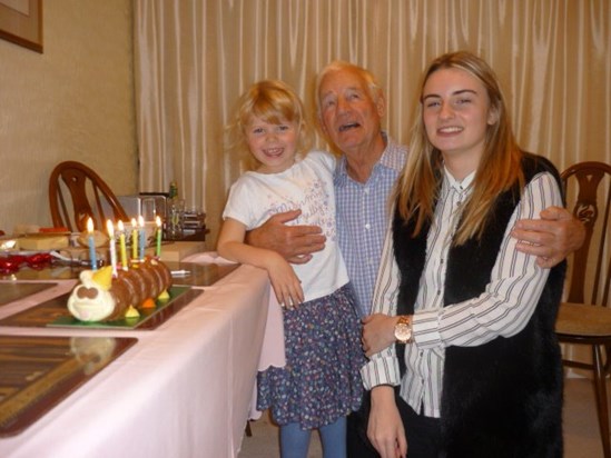 John's Birthday with his two beautiful granddaughters - Hanna and Charlotte