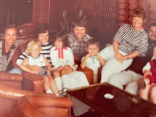 John, Chris with Cheryl & Nicky, Michael, David, Chris B, Alan. Majorca  1976