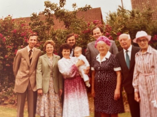 John, his sister, Chris with Martin, Chris’ Mum & Dad, John’s Mum. Martin's christening   1979