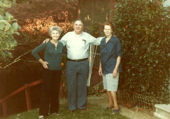 Joyce with her Brother, Bobby, and Sister, Vauda, at Vauda's home in Asheville NC  - Oct. 1987