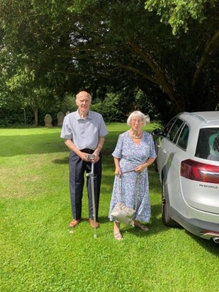 Anne with Graham at Bodenham church for a Christening