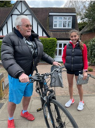 Alan caught on  his bike with parcels stuffed down him to deliver to the academy! 