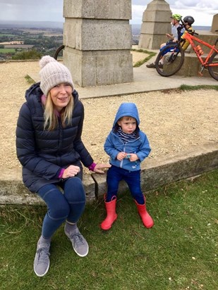 with grandson George at Coombe Hill