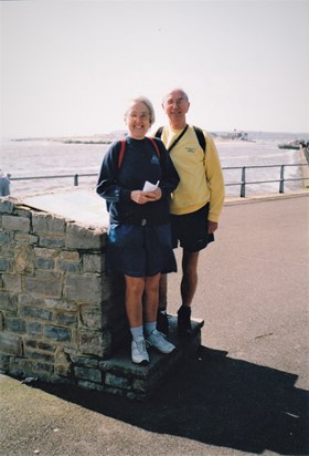 Weaing her favourite lifeboat sweatshirt, walking the Solent Way, 2005 (2)