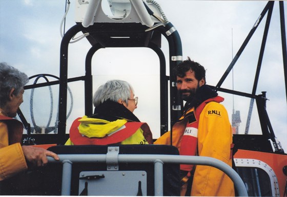With Coxswain Peter Huxstable MBE on Shoreham Lifeboat, 1997