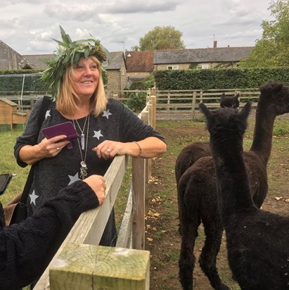 With the llamas at Truly, Magically, Deeply retreat