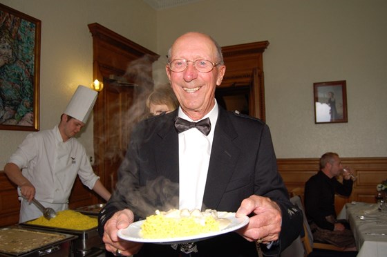 Ernie with his wee plate of food