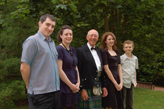 Ernie with grandchildren on his 80th birthday