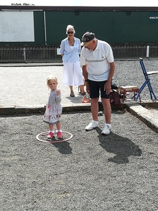 Ernie at 90 giving Emily at 2 the benefit of his wisdom.  