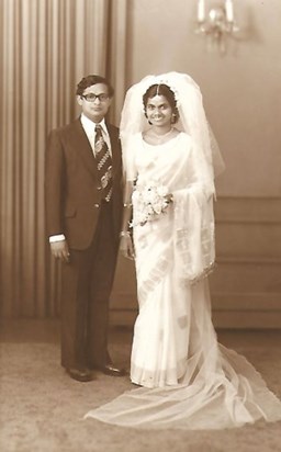 Mano and Suga on their wedding day (Nov 1975)