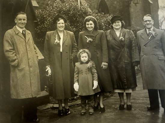 Wedding of Marion Twist and Sidney Foster with Uncle Eric (far left) and Christine my cousin