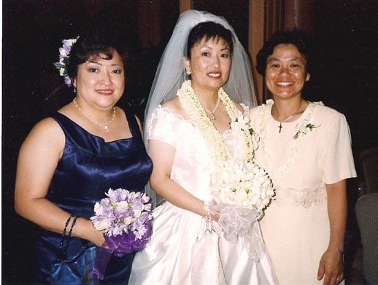 With Edna and Finley on her wedding day