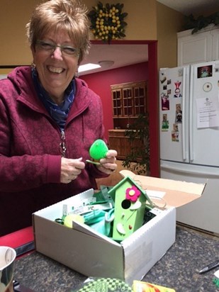 June sent me this photo with the box of goodies I had sent her - what a smile!