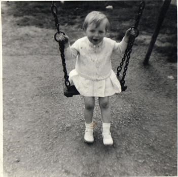 Geraldine on a swing