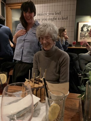 Diana’s cake & candles 81st birthday - The Richmond Arms 2020 with Stacie