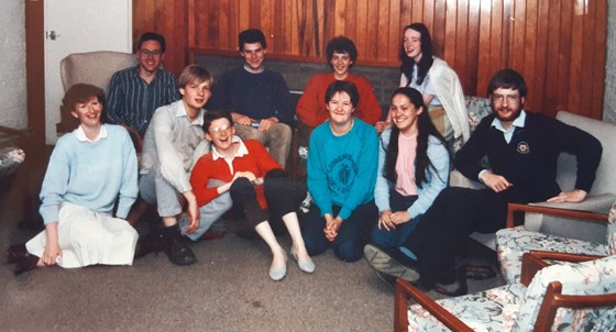 The happy couple! Student work party at Launde Abby 1987