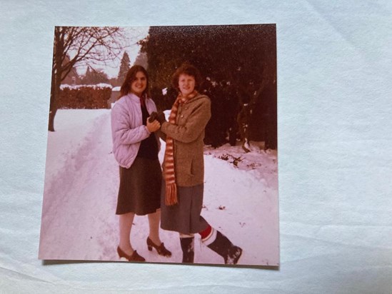 January 1982. Claire and friend, Lower 6th, Stroud High School.