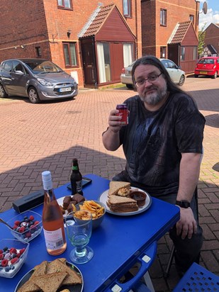 Unusually patriotic street-picnic for VE Day