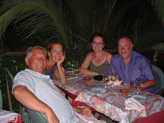 Edwina, John, Alison and Steve, Vietnamese Restaurant, Agde. 19th August 2003