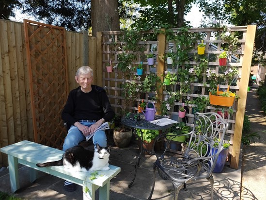 In our garden with Rosie, who also loved his quiet presence. April, 2020. Chris x