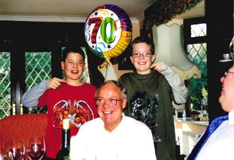 With Sam and Alex celebrating his 70th birthday, 2004