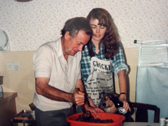 Harry, Helen and Sadie making Christmas Puddings