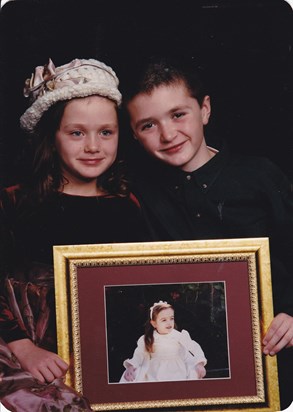 Jared, his younger sister, Giselle Rose, and a picture of his oldest sister, Alexa (1992-1999)