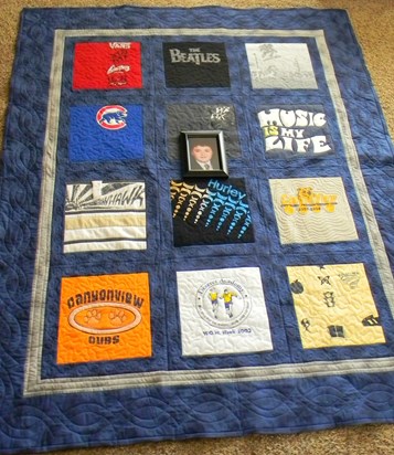 A Memorial Quilt created by his Great-Aunt Jan...