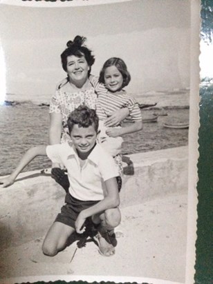 Mum, George and me near the sea
