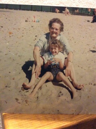 Joan with my daughter Lisa on Bournemouth Beach.    From Cheryl 