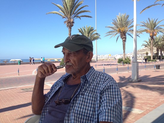 Enjoying coffee and people watching in Agadir