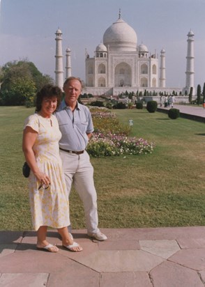 At the Taj Mahal in India