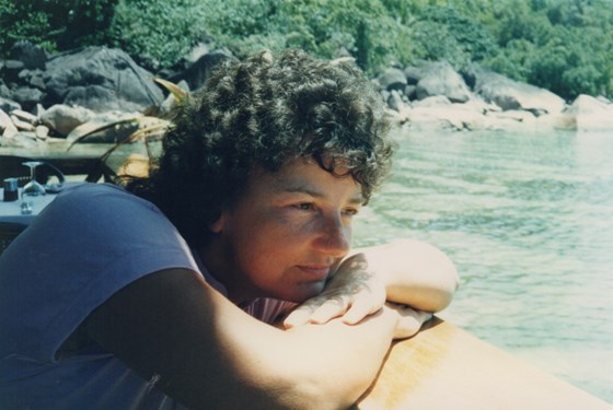 A pensive Janet in the Seychelles